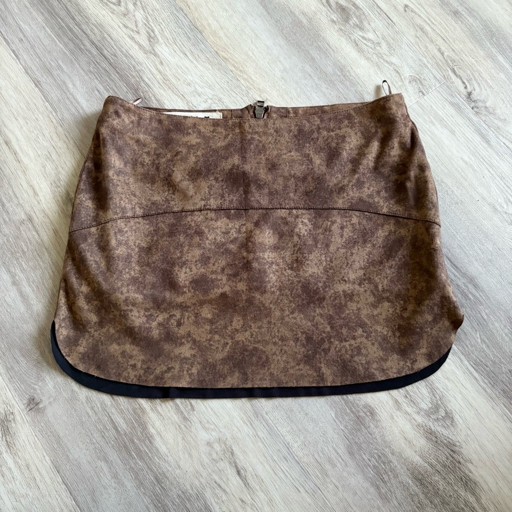 Rosa Cha Brown Suede Like Mini Skirt Small